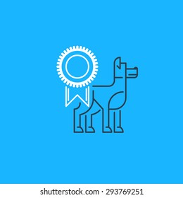 A mark of distinction. Dog competition award. Breeding quality mark.