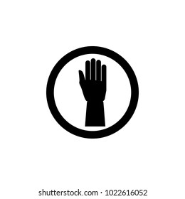 the mark does not touch the hands icon. Element of warning for mobile concept and web apps. Icon for website design and development, app development. Premium icon on white background