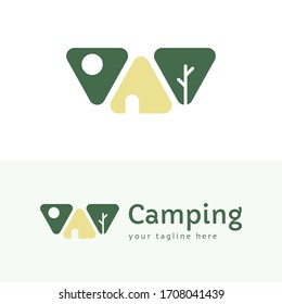 A mark of forest camp It can be suitable for company related to tourist camp, travel, adventure, recreation, hiking, and everything about outdoor.
