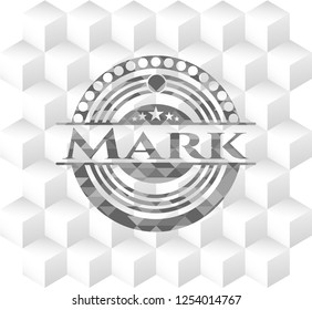 Mark grey badge with geometric cube white background