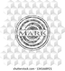 Mark grey badge with geometric cube white background