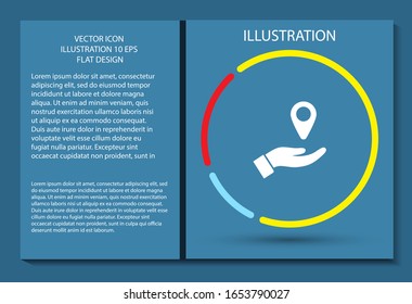 Marke in der Hand Symbol, lorem ipsum Flaches Design