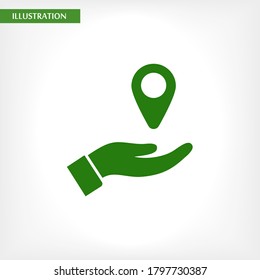 mark in the hand icon , lorem ipsum Flat design