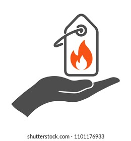 A mark with a hot offer in the palm of your hand.
