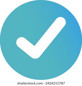 Mark icon, brand symbol, positive blue check mark icon flat logo
