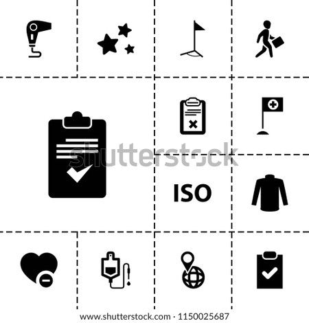 Mark icon. collection of 13 mark filled icons such as sweater, drop counter, pin on globe, minus favorite, clipboard, star, iso, flag. editable mark icons for web and mobile.