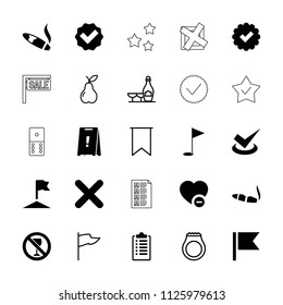 Mark icon. collection of 25 mark filled and outline icons such as cigar, tick, minus favorite, cross, gold flag. editable mark icons for web and mobile.