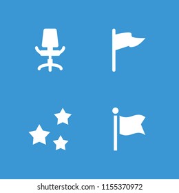 Mark icon. collection of 4 mark filled and outline icons such as flag, office chair. editable mark icons for web and mobile.