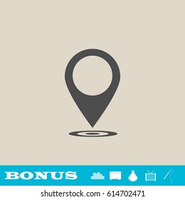 Mark icon flat. Grey pictogram on light background. Vector illustration symbol and bonus button real estate, ottoman, vase, tv, fishing rod