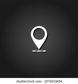 Mark icon flat. Simple White pictogram on black background with shadow. Vector illustration symbol