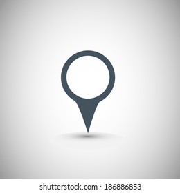 Mark icon, pointer. vector illustration with soft shadow on a gray background 