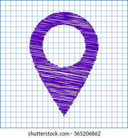 Mark icon, pointer. vector illustration with chalk effect 