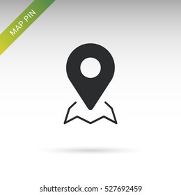 Mark icon, pointer. vector illustration with soft shadow on a gray background