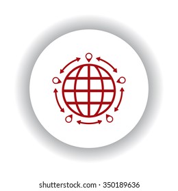 Mark icon, red isolated white background