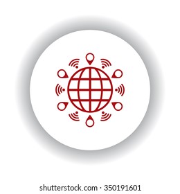 Mark icon, red isolated white background