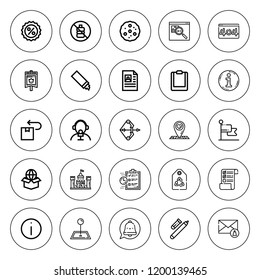 Mark icon set. collection of 25 outline mark icons with archery, clipboard, castle, discount, cookie, file, information, flag, error, location icons. editable icons.