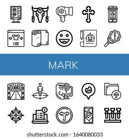 mark icon set. Collection of Order, Select, Cow, Toilet paper, Hair dryer, Ok, Cross, Plan, Online order, Error, Walking street, Navigator, Position, Notification, Anonymous icons