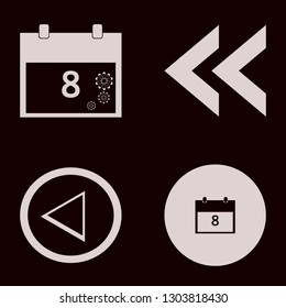 mark icon set with left arrow and march calendar vector illustration