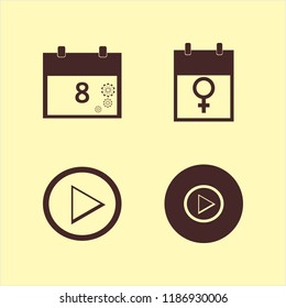 mark icon. mark vector icons set right arrow and march calendar