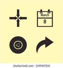 mark icon. mark vector icons set march calendar, left arrow, arrows center and right arrow