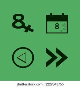 mark icon. mark vector icons set left arrow, march calendar and right arrow