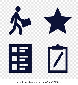 Mark icons set. set of 4 mark filled icons such as courier, checklist, star