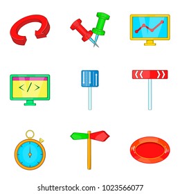 Mark icons set. Cartoon set of 9 mark vector icons for web isolated on white background