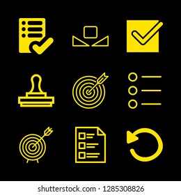 mark icons set with checked filled list, list and checked vector set