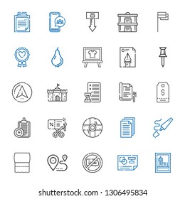 mark icons set. Collection of mark with stamp, planning, no chatting, location, toilet paper, highlighter, files, help, discount, clipboard. Editable and scalable mark icons.