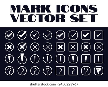 Mark Icons Set Vector Check Tick, Cross, Question, Exclamation Mark Icon Vector Graphics