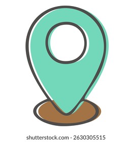 Uma marca que indica um destino em um mapa - ilustrações bonitas desenhadas à mão