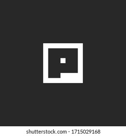 Mark initial P letter logo monogram square geometric shape, creative minimalist style typography flat design element