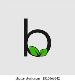 Mark letter B with double leaf Logo. Editable Logo