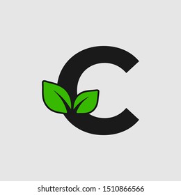 Mark letter C with double leaf Logo. Editable Logo