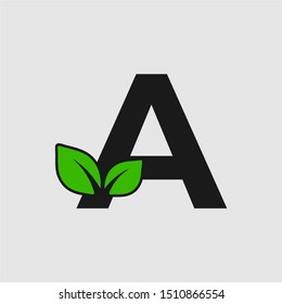 Mark letter A with double leaf Logo. Editable Logo