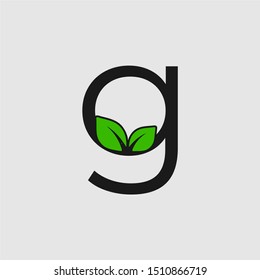 Mark letter G with double leaf Logo. Editable Logo