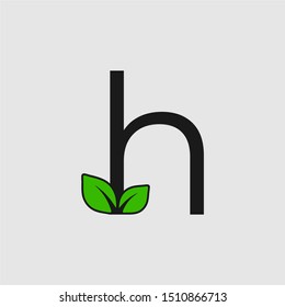 Mark letter H with double leaf Logo. Editable Logo
