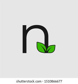 Mark letter N with double leaf Logo. Editable Logo