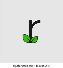 Mark letter R with double leaf Logo. Editable Logo