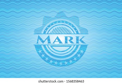 Mark light blue water wave badge. Vector Illustration. Detailed.