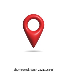 Mark location 3d icon. Realistic location map. Pin GPS pointer marker. Red map point 3d rendering design. Vector illustration realistic design. Isolated on white background.