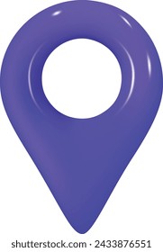 Mark location. Blue colour locate pin gps map. Realistic 3d design In plastic cartoon style. Icon isolated on white background. Vector illustration