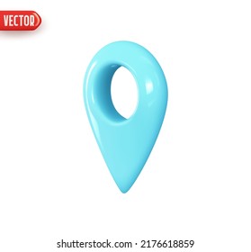 Mark location. Locate pin gps map. Realistic 3d design In plastic cartoon style. Icon isolated on white background. Vector illustration