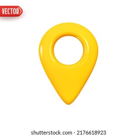 Mark location. Locate pin gps map. Realistic 3d design In plastic cartoon style. Icon isolated on white background. Vector illustration - Shutterstock ID 2176618923