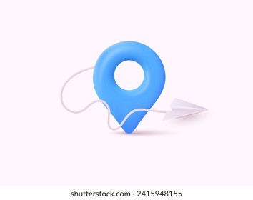 Mark location. Locate pin gps map. Realistic. Icon isolated on white background. 3D Web Vector Illustrations.