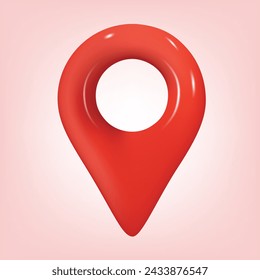 Mark location. Locate pin gps map. Realistic 3d design In plastic cartoon style. Icon isolated. Vector illustration