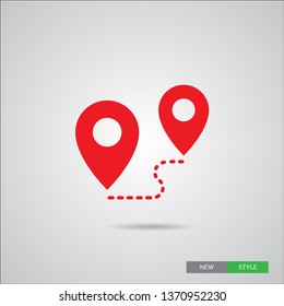 Mark and Location Symbol on the map vector icon.  An illustration of a route.A sign of gps navigation and coordinates .