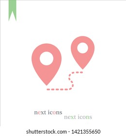 Mark and Location Symbol on the map vector icon.  An illustration of a route.A sign of gps navigation and coordinates .