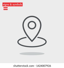 Mark and Location Symbol on the map vector icon. A sign of gps navigation and coordinates .