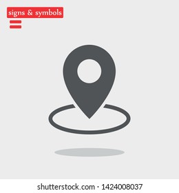Mark and Location Symbol on the map vector icon.A sign of a route. An illustration  of gps navigation and coordinates .
